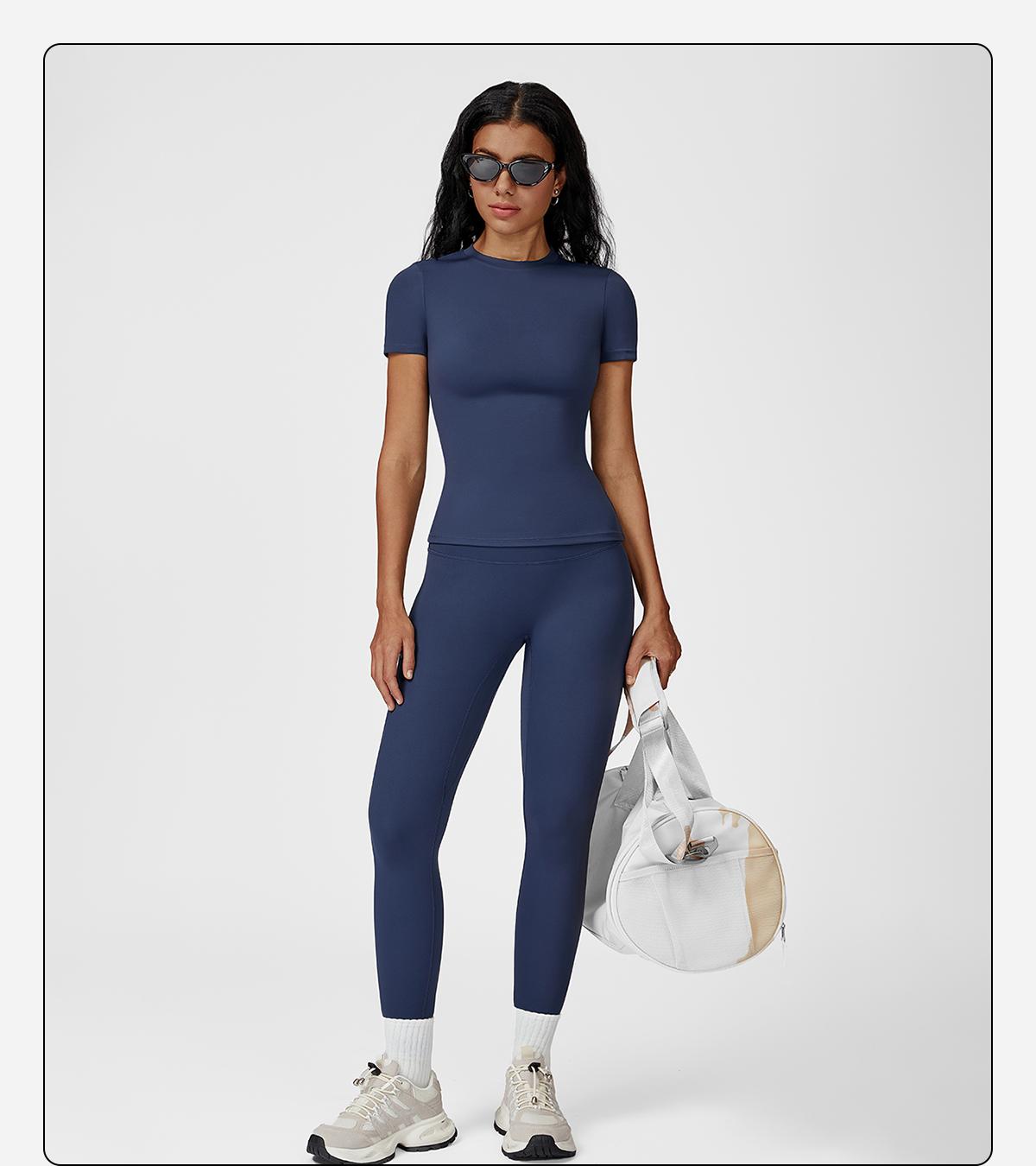 Women’s Solid Color Top & High Waist Leggings Sports Set by MFVIM - Casual, Comfortable, Breathable Two-Piece for Yoga, Gym, Workouts, Running, Ladies’ Gym Sportswear for All Seasons, Yoga Clothing Set,back to school,back to school haul
