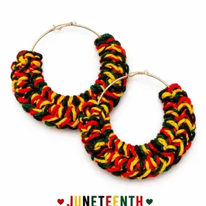 LIMITED EDITION Unisex Multicolor Crochet Hoop Earrings - Love Me Black Rainbow Design, On-Trend Casual Summer Fashion Accessory