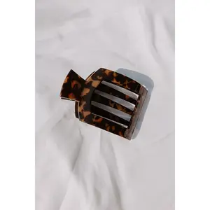 Flat Medium Square Hair Claw Clip in Brown Tortoiseshell