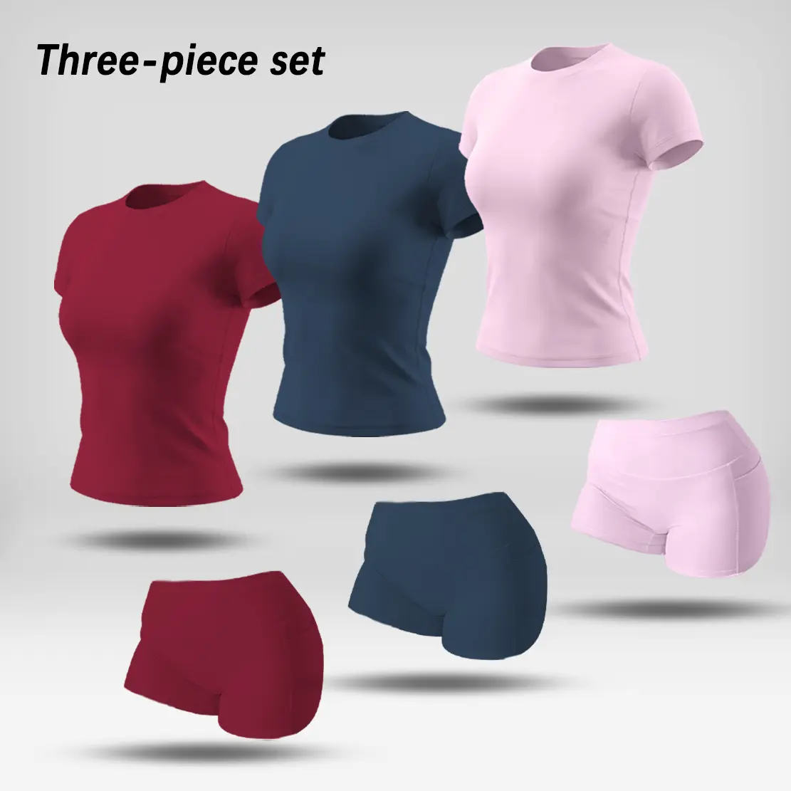 NVWA Women's 2-Piece Gym Sets - Round Neck T Shirts for Women, High Waist Pocket Shorts, Dry Fit Performance Minimalistic Activewear, Cooling Quick-Drying Flattering Tops for Yoga, Summer Outdoor Use, Workout Running Outfits, Yoga Outfit, Women's Matching