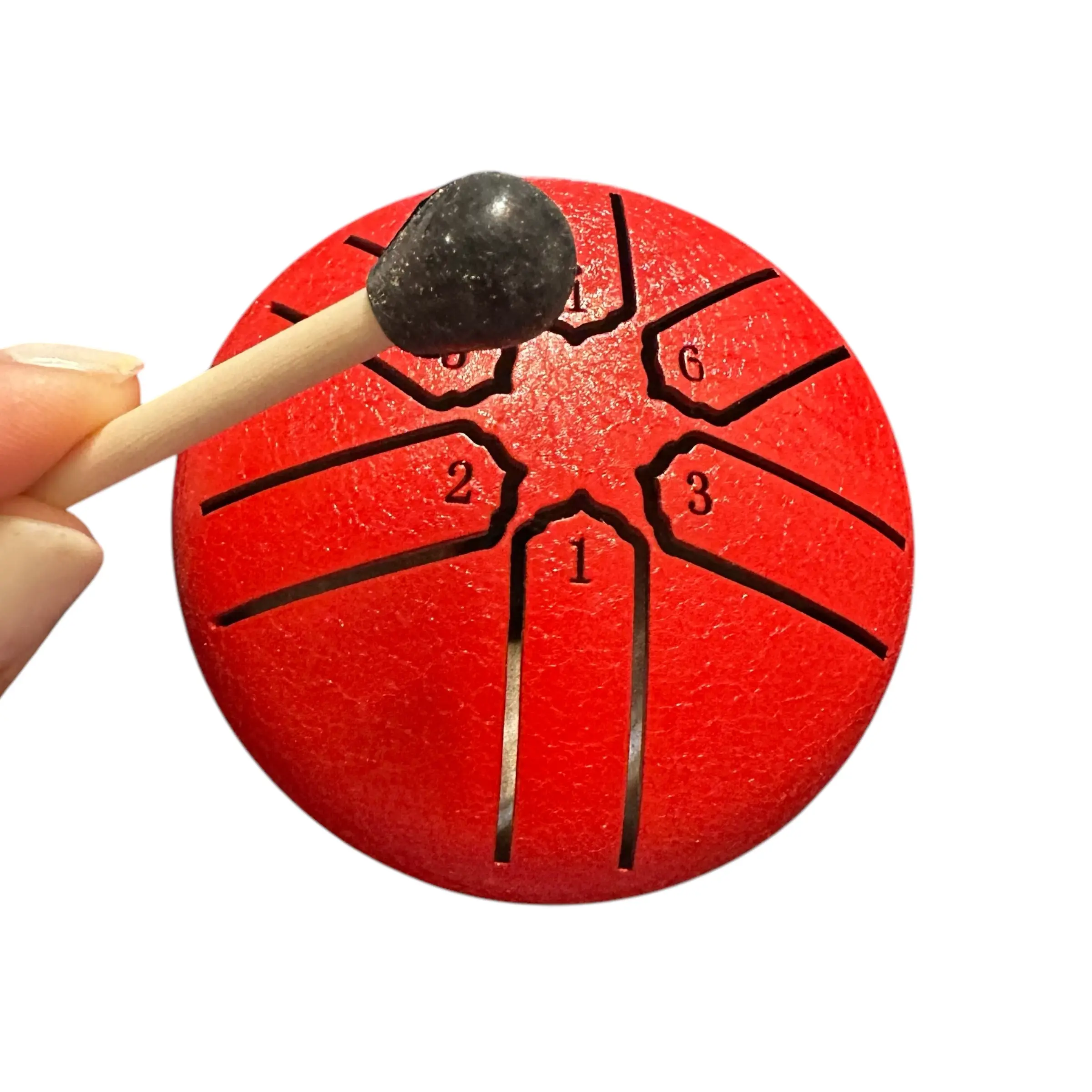 3-Inch Compact Steel Body Rain Drum Percussion Instrument with Soft Mallet, Red, Precision Cut, Sound Healing Mindfulness Stress Relief Tool, Beginners' Creative Gift for Classroom Rhythm Activities