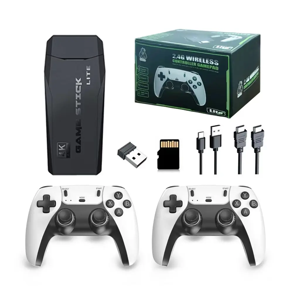 M8 Retro Game Stick, HD Retro Gaming Console with 2 Wireless Controllers, HDMI Output, 64GB Built-in Games Storage, Video Game Machine, Hdmi Cable