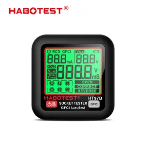HABOTEST HT97B Smart Power Outlet Tester (with LCD Display), Earth Leakage Circuit Tester with Visual Indicator, Circuit Fault Detector, Electrician's Tool with Auto Data Hold and Low Battery Alert