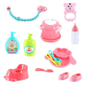 deAO Doll Stroller Nursery Role Play Set with a Variety of Feeding Toy and Play Mat Travel Cot Carrier Stroller and Travel Bag