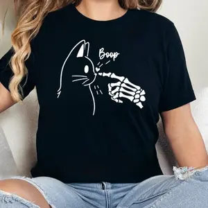 Cat Skeleton Shirt, Funny Cat Skeleton Boop Tshirt Gift for Cat Lover Shirt, Cat T Shirt for Women, Skeleton Cat Shirt for Halloween T-Shirtstreetwear graphic t-shirts