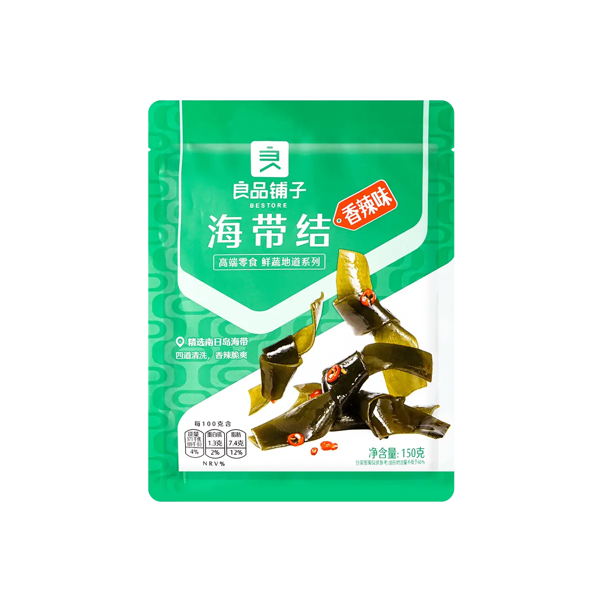 BESTORE Kelp Knots Spicy Flavor 150g - Savory Chinese Snack, Ready to Eat Seaweed Appetizer