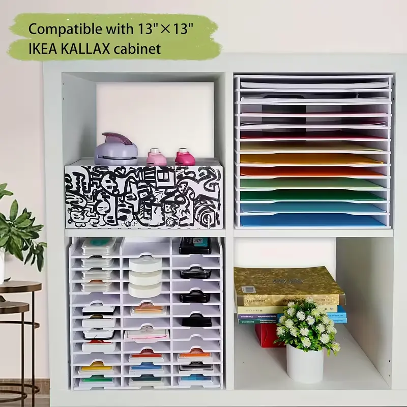 12-Tier Scrapbook Paper Organizer, Multi-Compartment Files Organizer, Desktop Storage Rack for Desk Organization, Office Desk Accessories, Fits Large-Medium-Small Sizes, Ideal for Home Office, Multi Compartment Organizer