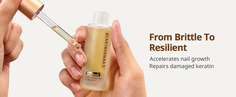 BTArtboxnails Naillush Nail Growth Oil - Nail Strengthener & Growth Repair Damaged Nails, Strengthen Weak & Thin Nails, Extra Strong Nail Growth Treatment, Long Lasting Nail Hardener, 15ml