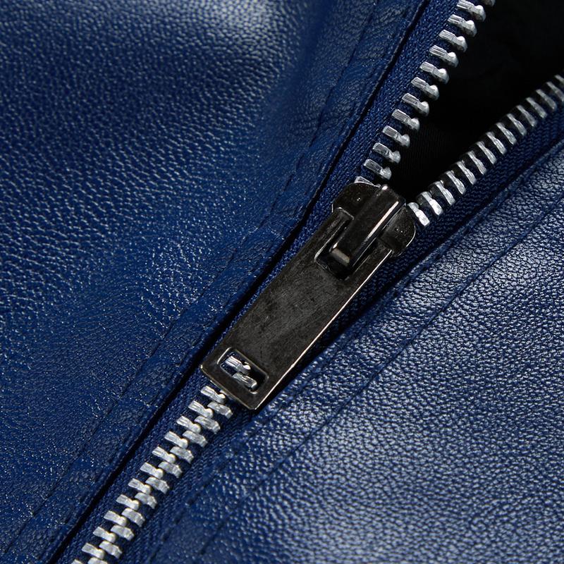 Men'S Faux Leather Bomber Jacket with Multiple Zipper Pockets - Stand Collar, Zip Closure, Polyester Lining, Regular Fit, Mature Style, Casual Outerwear|Stylish Bomber Jacket|Zippered Jacket