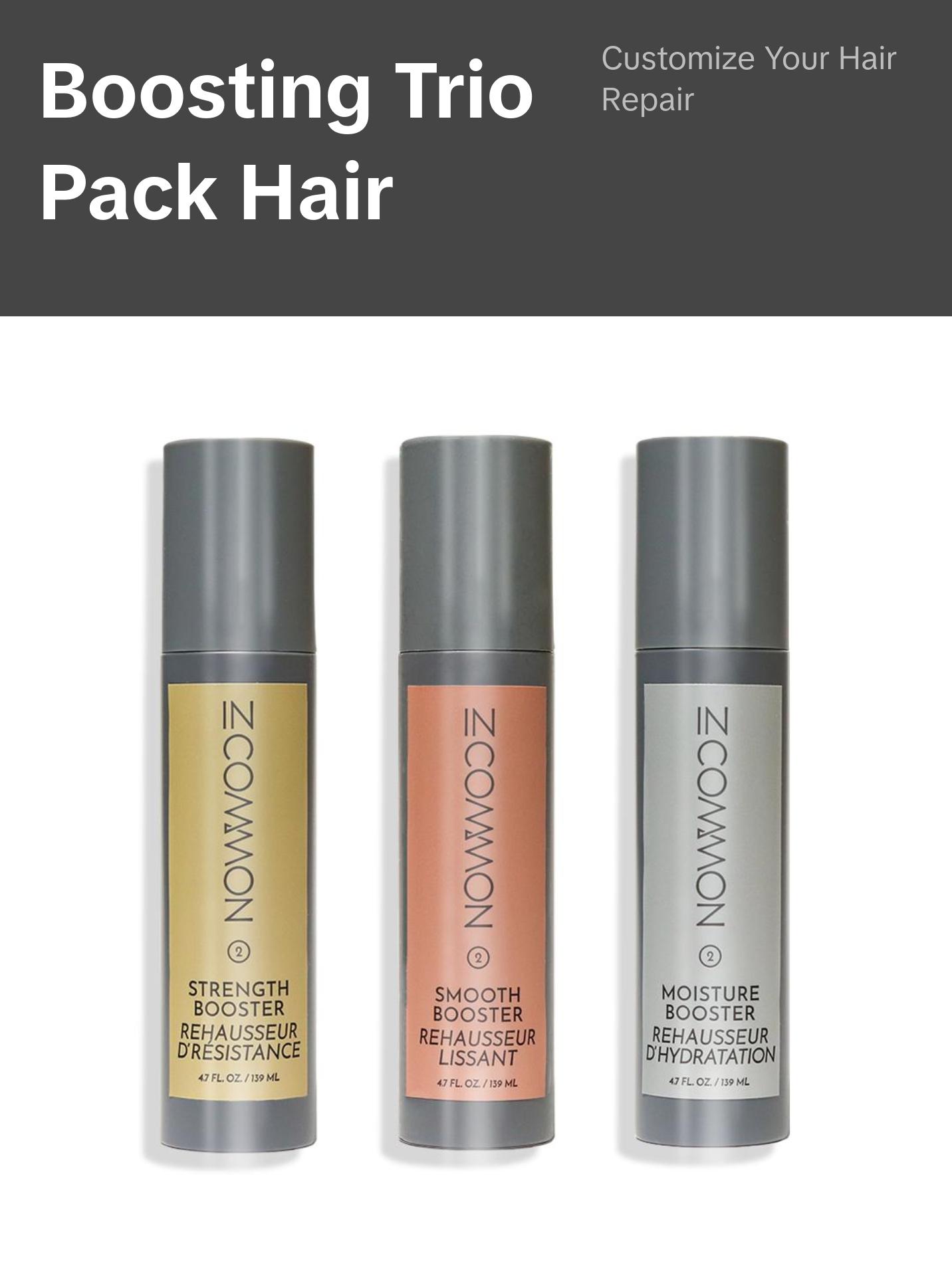 IN COMMON Booster Trio – Moisture, Smooth & Strength Hair Boosters | With Keratin, Plant Oils & Proteins | Hydrates, Smooths, Adds Shine, Strengthens, Reduces Frizz & Improves Manageability – Vegan, Alcohol & Sulfate Free