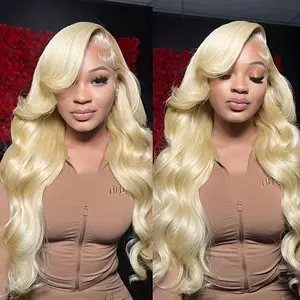 gk Human Hair Lace Front Wig, 13x6 Lace Front, 613 Blonde Body Wave, 30 Inch, 180% Density, Pre-Plucked Hairline, Heat Resistant, Adjustable Strap, Natural Look for Women