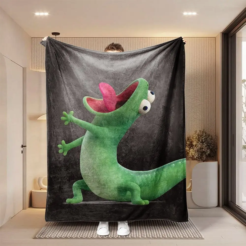 Funny Cartoon Lizard Print Flannel Throw Blanket - Soft Texture, Retro Look, Kids Room Decor, Cozy Gift for Boys & Animal Lovers