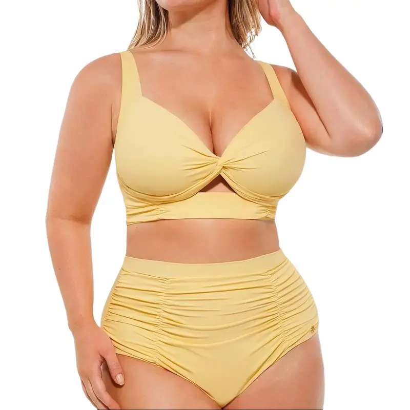 Shapellx HighWaist Swimwear Sculpting Two-Piece Bikinis Set with Bust-Defining Crisscross Top & High-Waisted Brief for Flattering Silhouette Swim Bodysuit Set Swim Shapewear