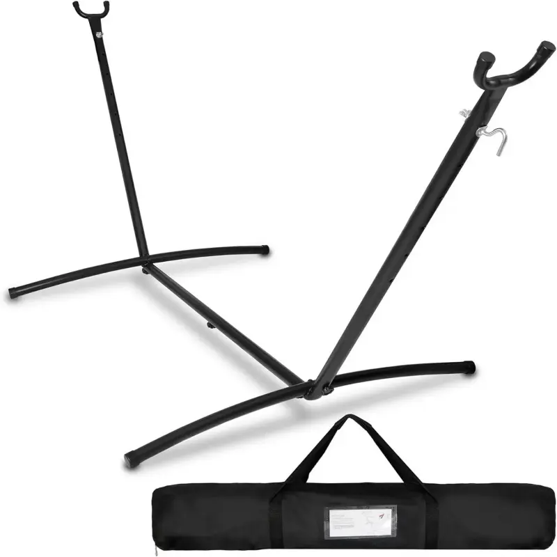 Portable 9FT Steel Hammock Stand - 2-Person, 620 lbs Capacity, Tool-Free Setup, Adjustable Hooks (6 Optional Positions), Weatherproof Heavy-Duty Frame with Portable Carrying Case, Black