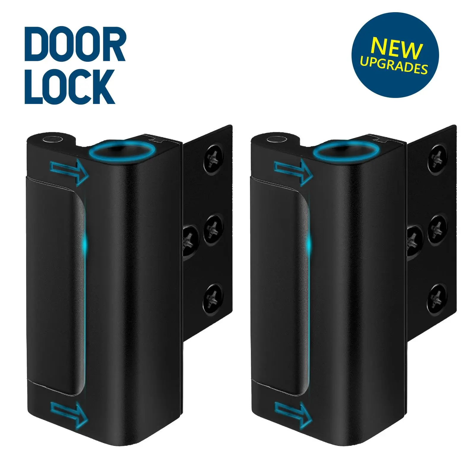 Aluminum Alloy 2-Pack Security Door Locks - Choose White/Black/Silver - Heavy-Duty Protection with Easy Installation & Universal Swing for Any Home/Apartment