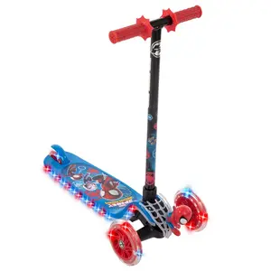 Huffy Kids Kick Scooter LED Spidey His Amazing Friends 3-Wheel Tilt N Turn Blue