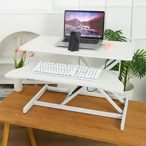 32 Inch Desk Converter, Height Adjustable Sit to Stand Riser, Dual Monitor and Laptop Workstation with Wide Keyboard Tray, Standing Computer Desk
