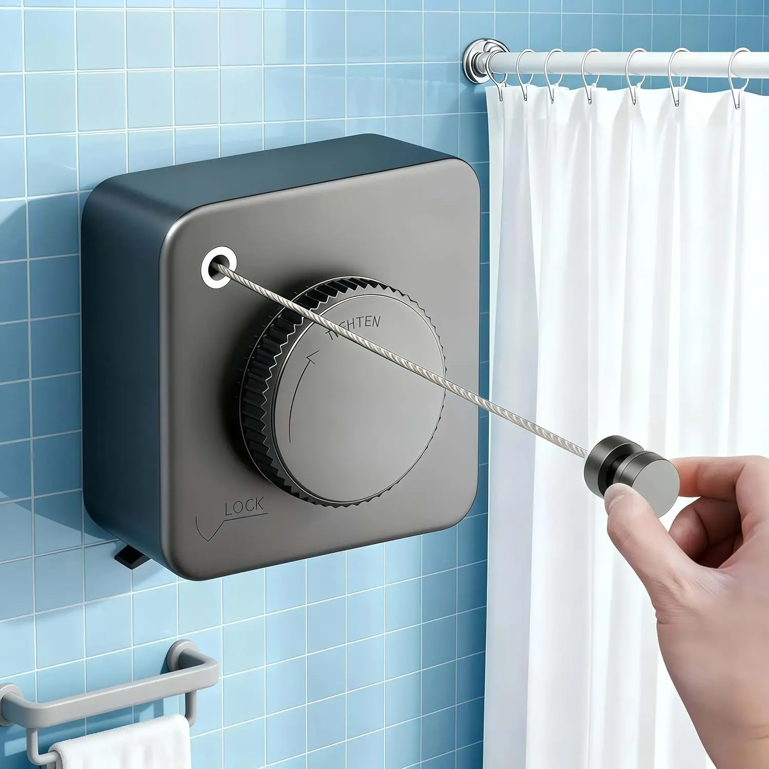GMOX Heavy-Duty Wall-Mount Retractable Adjustable Laundry Hanging Rack - 16.8 Ft Non-Sagging Stainless Steel Clothesline, Heat-Resistant ABS Bathroom Fixture Accessory for Indoor/Outdoor Apartment Use