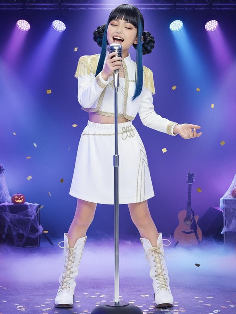 Kpop Demon Hunters Costume Rumi, Halloween Party, K-Pop Demon Hunters Costume Rumi Mira Zoey Outfit Cosplay Accessories, K-Pop Girls Cool Short Sleeve Crop Top Skirt Set, Mira Role Play Costume