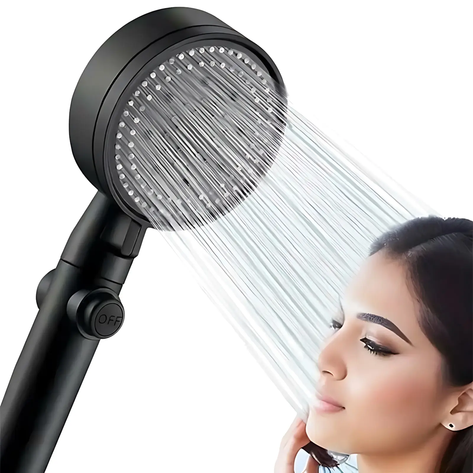 5-Setting Handheld Shower Head for Home/Hotel - Boost Flow, Water-Saving, Anti-Clog Nozzles, Leak-Proof Seal, Ergo Grip, Ergonomic Installation