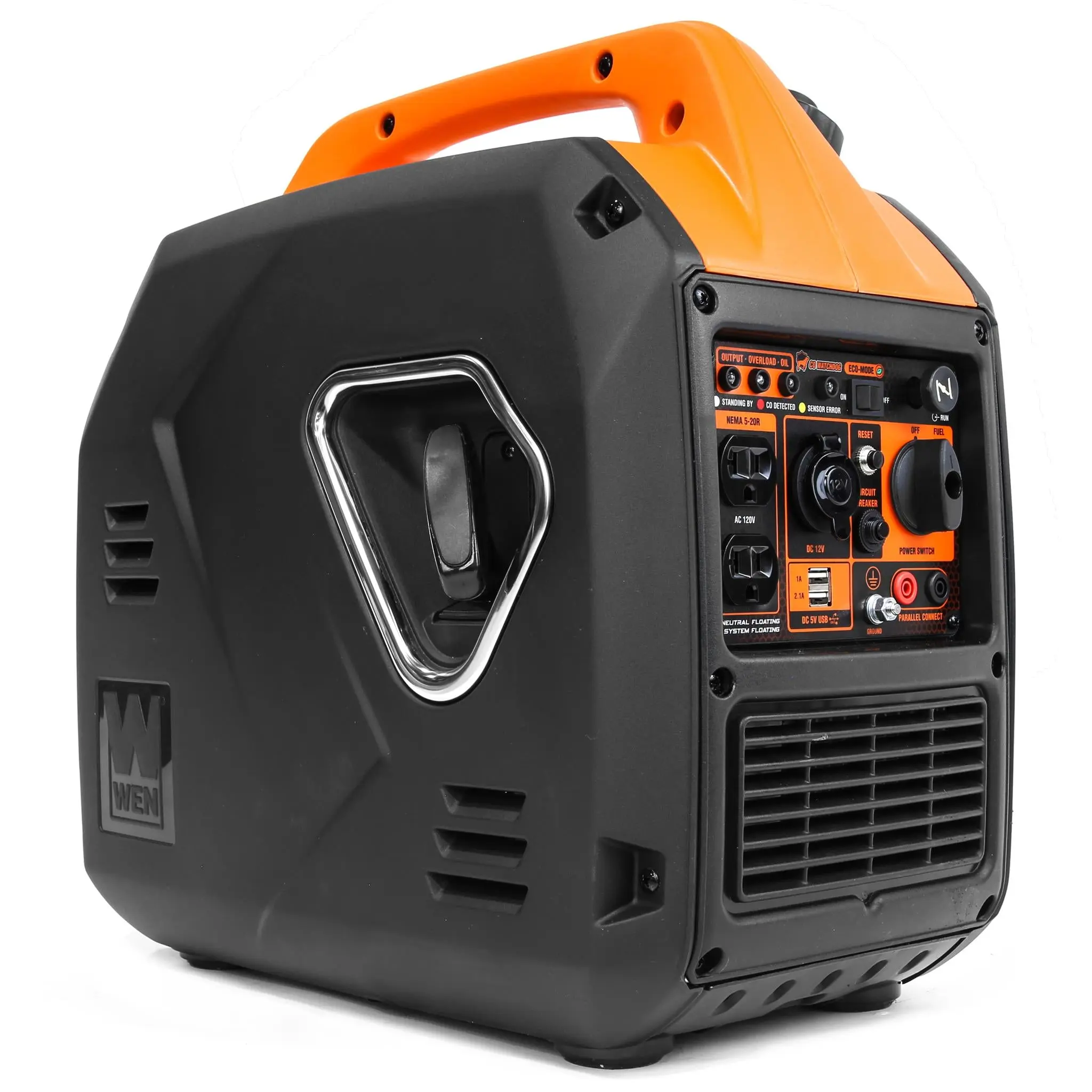 WEN 56235iX Super Quiet Ultra Lightweight 2350-Watt Portable Inverter Generator, Home Improvement Electrical Equipment with Fuel Shut Off, CO Sensor, USB Ports, 120V 14A NEMA 5-20R, 12V 8.3A DC, 1900 Rated Watts for Camping, Light Outdoor Use, Hunting, Ta