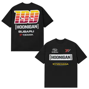 Hoonigan 199 Racing Graphic T-Shirt, Subaru Yokohama Gymkhana Motorsport Double Sided Shirt for Men Women, Drift Racing Fans Streetwear Car Event Outfit