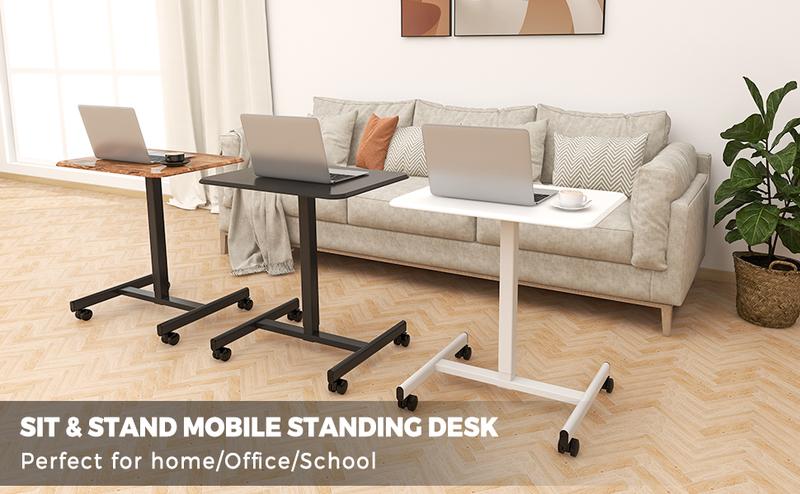 [Deal] Small Mobile Rolling Standing Desk on Wheels - Mobile Laptop Overbed Table, Teacher Podium with Wheels, Adjustable Work Computer Cart