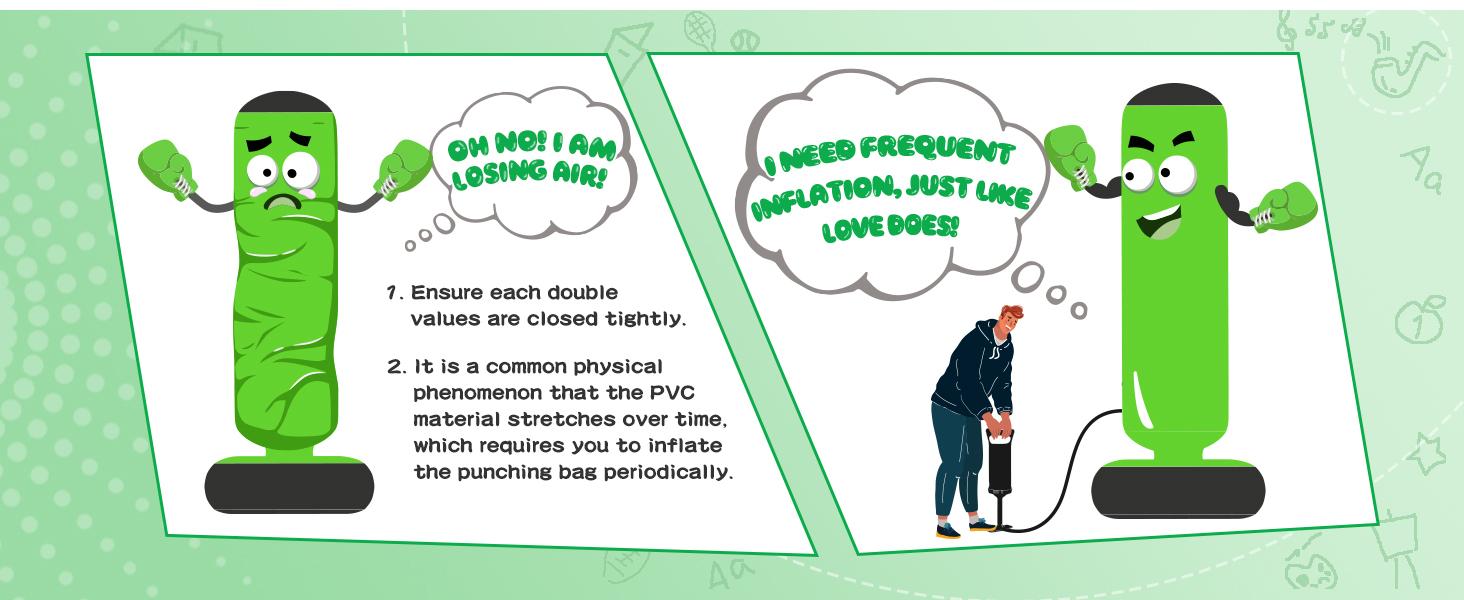 QPAU Kids' Boxing Bag with Gloves, 66-Inch PVC Inflatable Bag for Boys & Girls Ages 5-12, Indoor/Outdoor Karate Kickboxing MMA Practice Set Martial Arts Training