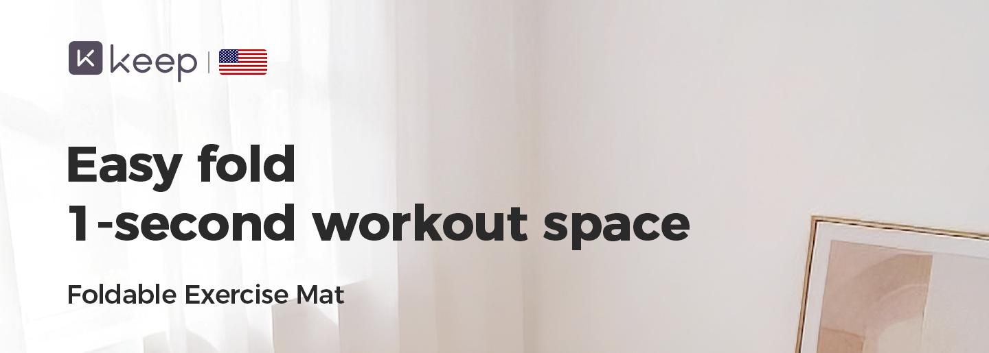 KEEP Folding Yoga Exercise Mat,72''x 24'' 6mm Thick Anti-Slip Antibacterial Easy Storage Portable Exercise Mat for Home Gym Travel with Elastic Sport Band