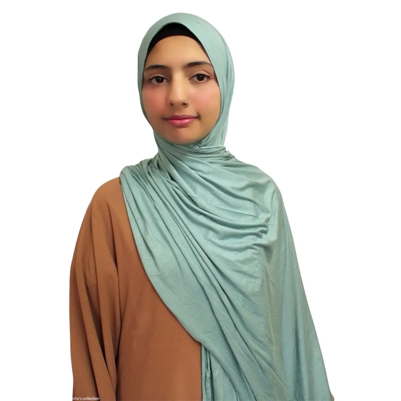 Ayeshas Collection 100% Cotton Jersey Hijab, Long 100% Cotton Scarves Head Scarf, Scarf Head Wrap, Turquoise Shawl