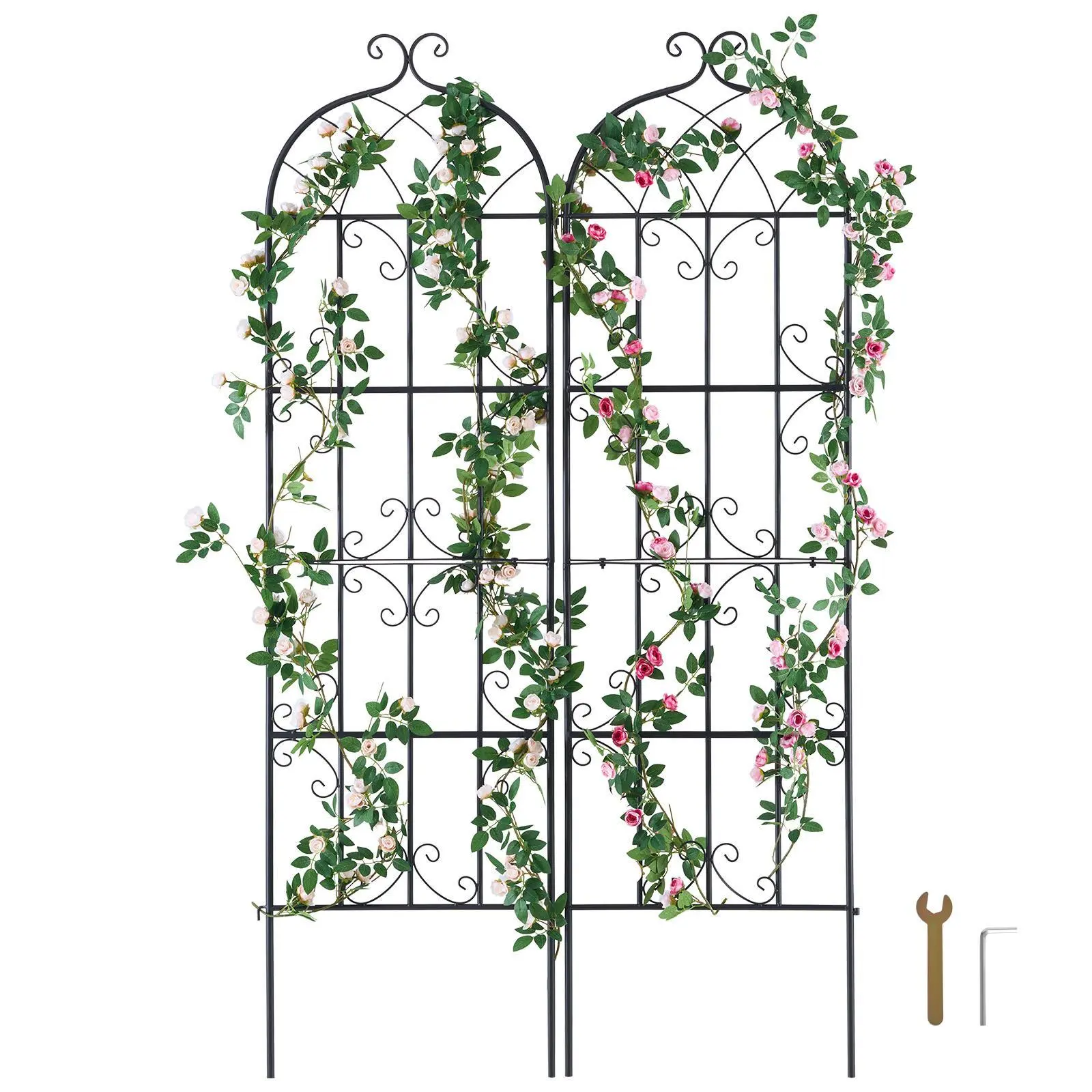 【SummerFinds】VEVOR Garden Trellis for Climbing Plants,  , 71 x 20 in, 2 Packs Rustproof Metal Garden Flower Trellis, Outdoor Climbing Rose Trellis Cucumbers Support, Decorative Clematis Trellis for Courtyards Lawns