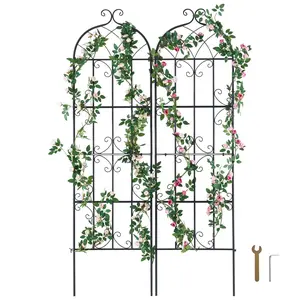 VEVOR Garden Trellis for Climbing Plants,  , 71 x 20 in, 2 Packs Rustproof Metal Garden Flower Trellis, Outdoor Climbing Rose Trellis Cucumbers Support, Decorative Clematis Trellis for Courtyards Lawns
