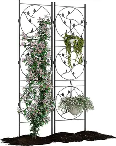 2/4 Pack Fence Panels, 71.6" Tall Black Iron Garden Fence with Scroll Design, Rustproof Outdoor Barrier for Yard, Patio, Trellis & Plant Support