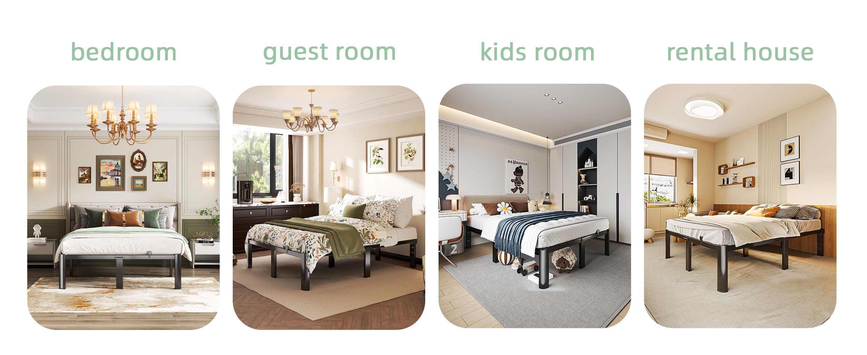 COZPAW Queen Size Metal Platform Bed Frame with Storage - 14/ 18 Inch Height, Heavy Duty 3500 lbs Capacity, Anti-Squeak Design, No Box Spring Needed, Easy Assembly