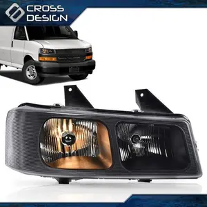 CROSSDESIGN Clear Lens Headlight Right Side Fit For 2003-2019 Chevy Express GMC Savana Van