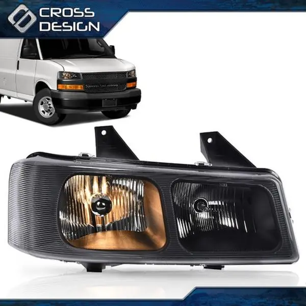 CROSSDESIGN Clear Lens Headlight Right Side Fit For 2003-2019 Chevy Express GMC Savana Van