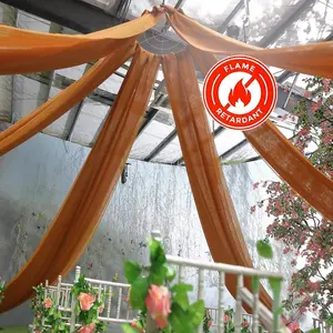 Gold Sheer Ceiling/Curtain Draping Panels Durable Flame Resistant Fabric 10ftx30ft