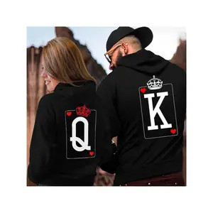 1pc Matching Couple Hoodies, King & Queen Beast Design, Humor Sweatshirt Pullover, Valentine's Day Gift for Couples