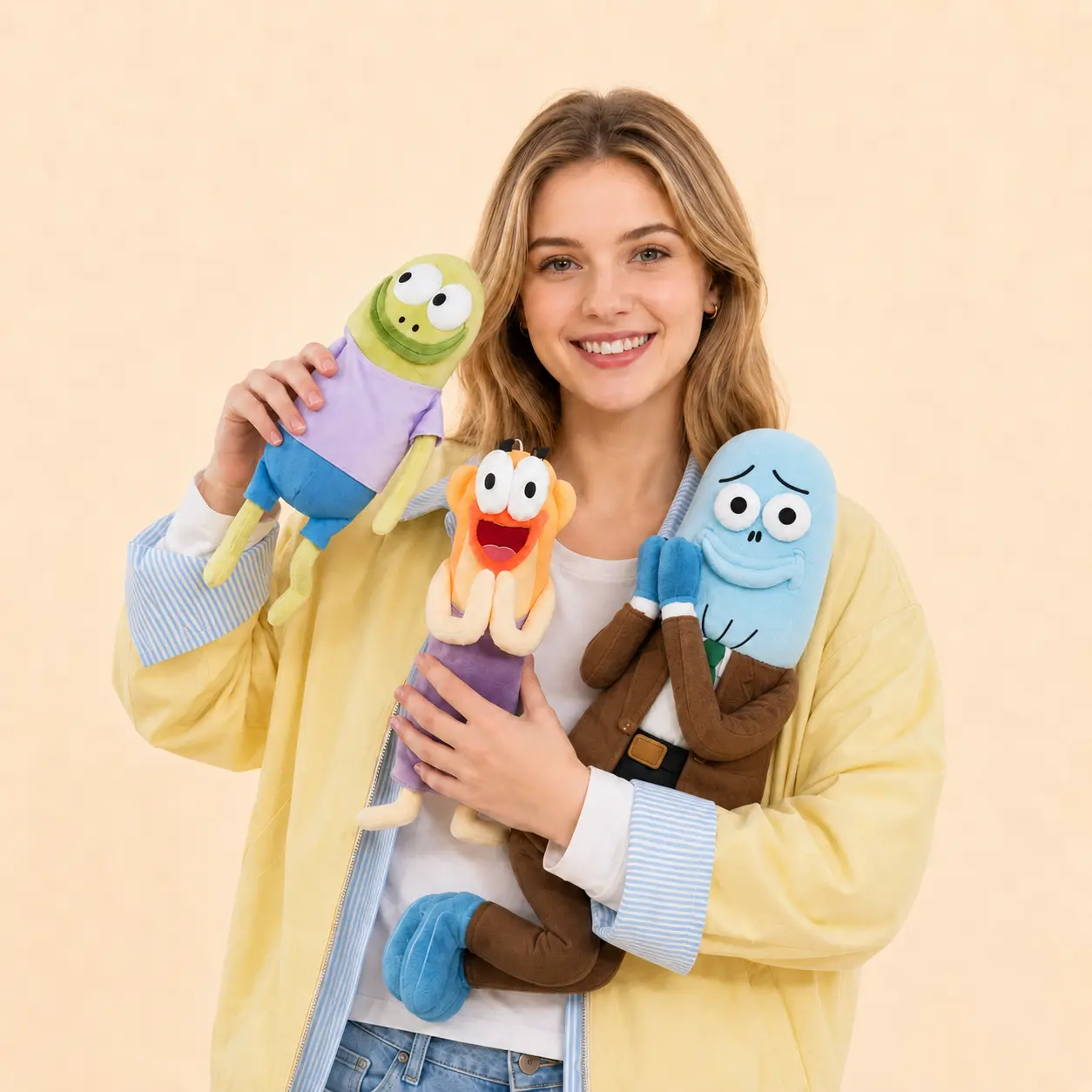 MINISO SpongeBob SquarePants Happy Fish Plush - Polyester Unisex Anime Character Plush Stuffed Toy, Soft Huggable Stuffed Animal Collectibles, Ideal Kids' Companion for Beds & Sofas, Anime Character Plush Stuffed Toys