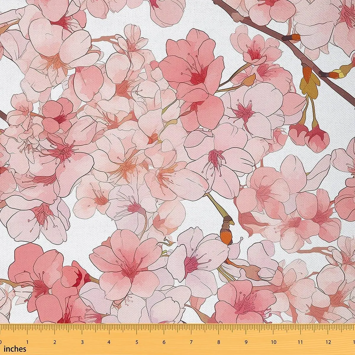 Cherry Blossoms Japanese Style Fabric by The Yard Cherry Flower Garden Upholstery Fabric for Chairs,Soft Flannel