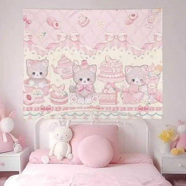 HOKMAH Cute Wall Tapestry Hanging Cutecore Decor, Y2k Wall Hanging Kawaii Aesthetic Cutecore Coquette Preppy Banners Dorm (30 * 40'',Type-C)