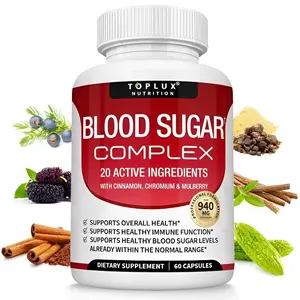 3 Bottles of Healthy Blood Sugar Complex 20 Vitamins & Minerals Support Overall Health,Capsules with Chromium Cinnamon ,edible blood sugar balance health,gym edible dietary,60 capsule healthcare fitness dietary