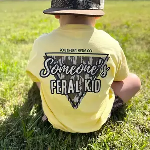 Someone’s Feral Kid Graphic Youth & Adult T-Shirt, Funny Country Kid Tee Outdoor Lifestyle Shirt, Southern Style Humor Tee Farm Life Kids & Adults Casual Graphic Shirt Gift Idea, Gifts Toddler Boy, Stuff Toddler Boy Clothing, Youth Clothes, Family Shirt