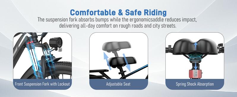 EDIKANI M01 Electric Commuter Bike for Adults 1000W Peak Power 40KMH Max Speed 7-Speed Shimano Gears 14.5Ah Battery IP65 Waterproof Dual Lockable Suspension