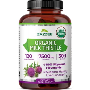 Zazzee USDA Organic Milk Thistle 30:1 Extract 80% Silymarin, 120 Vegan Capsules, 4 Month Supply, Liver Support & Detox Cleanse, High Potency Antioxidant for Healthy Liver Function, Silybum Marianum, Non-GMO, Made in USA, Certified Kosher, Natural