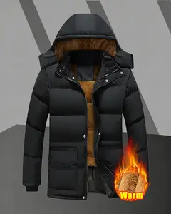 Men's Winter Simple Fleece-Lined Thick Sonic Hooded Jacket, suitable for daily commuting and outdoor activities, is an essential versatile item in men's wardrobes., Tops, Casual