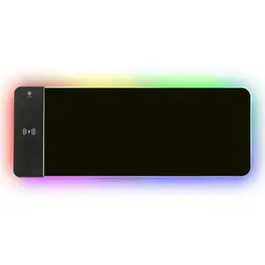 XXL gaming mousepad with magnetic wireless charging, RGB black design, suitable for desktop use, comes with a 15W wireless fast charger – a must-have item.