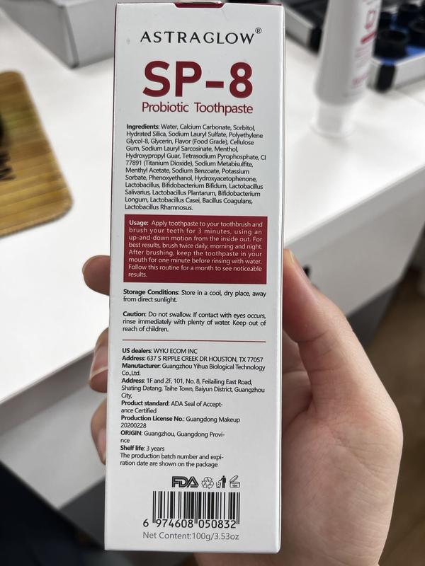 AstraGlow SP-8 toothpaste - Targets Stains for Removal, Whitens to Perfection, Battles Tooth Decay & Infuses Breath with Freshness Oral Whitening hydroxyapatitetoothpaste