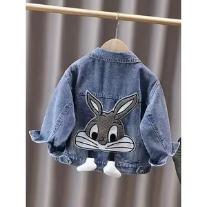 Girls 3D Butterfly Denim Jacket - Loose Long Sleeve Button Coat, Soft Stretchy Machine Washable Fabric, All-Season Fun Children's Fashion Clothing, Durable Kids' Wear