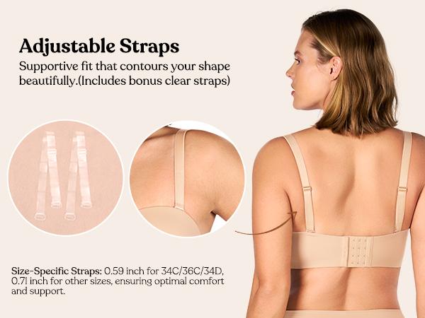HSIA Women's Plus Size Breya Seamless Strapless Bra, 1/2 Coverage, Breathable Stretch Fabric, Hand Wash Only